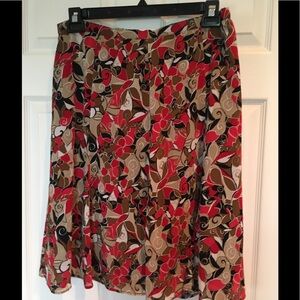 Flirty Skirt Red,Camel,WhiteAbstractFloral onBlack